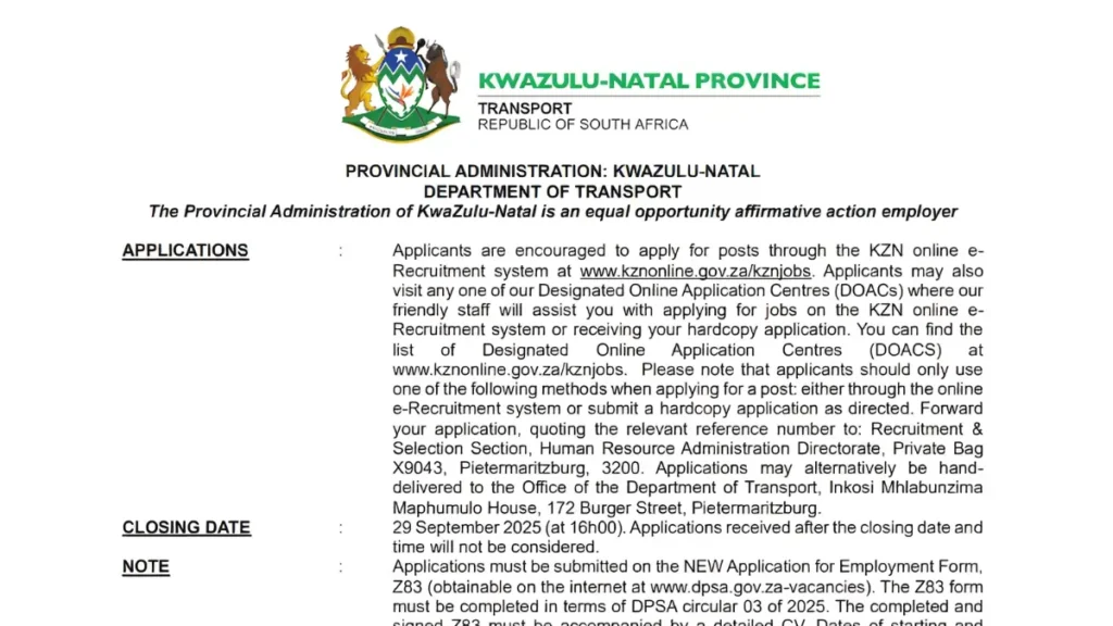 Control Provincial Inspector Vacancy